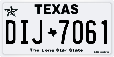 TX license plate DIJ7061