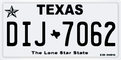 TX license plate DIJ7062