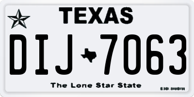 TX license plate DIJ7063