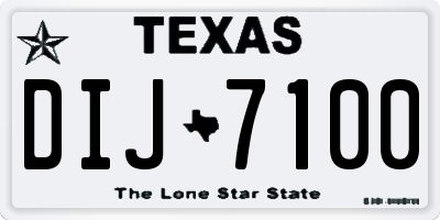 TX license plate DIJ7100