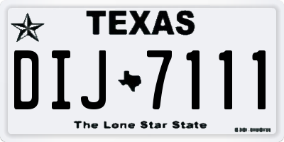 TX license plate DIJ7111