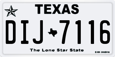 TX license plate DIJ7116