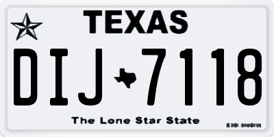 TX license plate DIJ7118