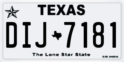 TX license plate DIJ7181