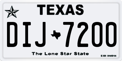 TX license plate DIJ7200