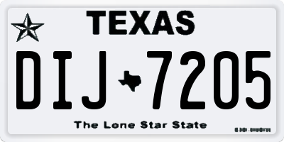TX license plate DIJ7205