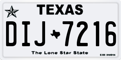 TX license plate DIJ7216