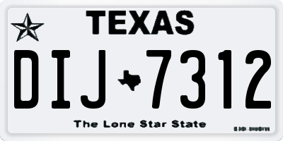 TX license plate DIJ7312