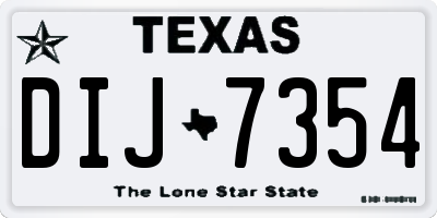 TX license plate DIJ7354
