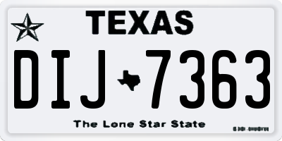 TX license plate DIJ7363
