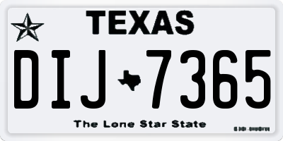 TX license plate DIJ7365
