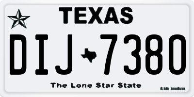 TX license plate DIJ7380