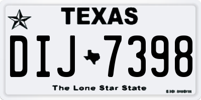 TX license plate DIJ7398