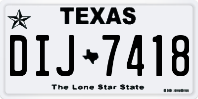 TX license plate DIJ7418