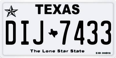 TX license plate DIJ7433