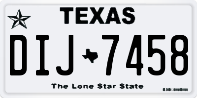 TX license plate DIJ7458