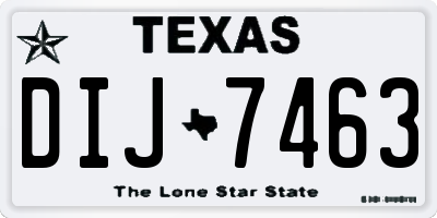 TX license plate DIJ7463