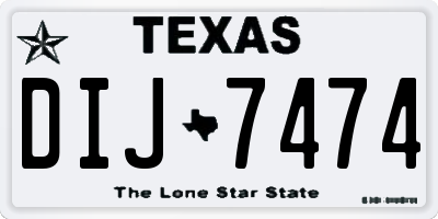 TX license plate DIJ7474