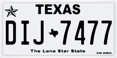 TX license plate DIJ7477