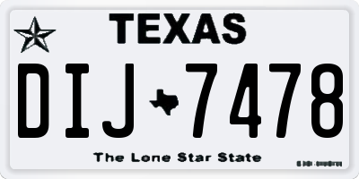 TX license plate DIJ7478