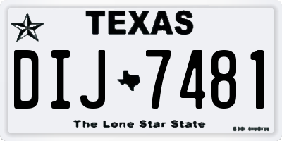 TX license plate DIJ7481