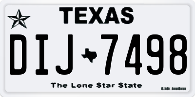 TX license plate DIJ7498