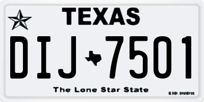 TX license plate DIJ7501