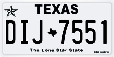TX license plate DIJ7551