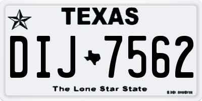 TX license plate DIJ7562