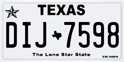 TX license plate DIJ7598