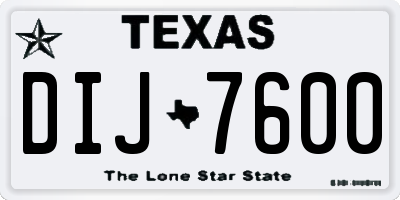 TX license plate DIJ7600
