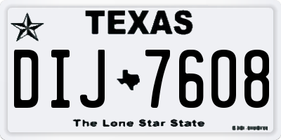 TX license plate DIJ7608