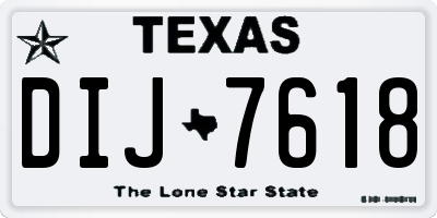 TX license plate DIJ7618