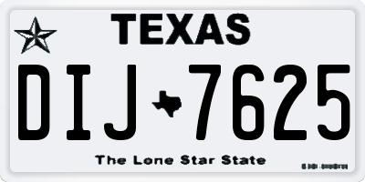 TX license plate DIJ7625