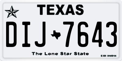 TX license plate DIJ7643