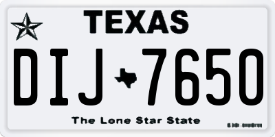 TX license plate DIJ7650
