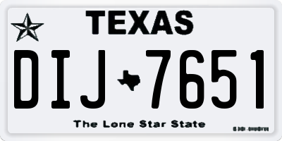 TX license plate DIJ7651