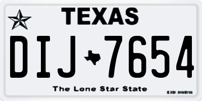 TX license plate DIJ7654