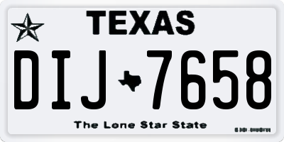 TX license plate DIJ7658