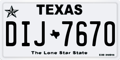 TX license plate DIJ7670