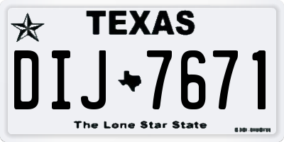 TX license plate DIJ7671