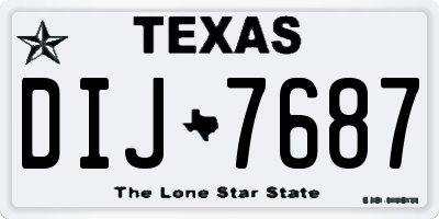 TX license plate DIJ7687