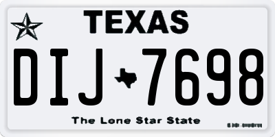TX license plate DIJ7698