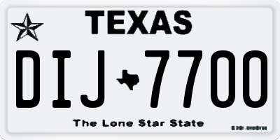 TX license plate DIJ7700