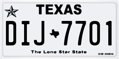 TX license plate DIJ7701