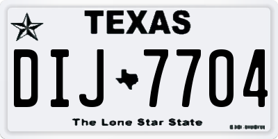TX license plate DIJ7704