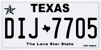 TX license plate DIJ7705
