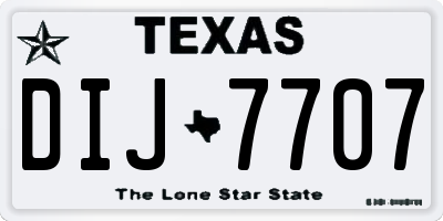 TX license plate DIJ7707