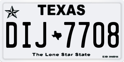TX license plate DIJ7708