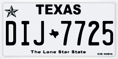 TX license plate DIJ7725